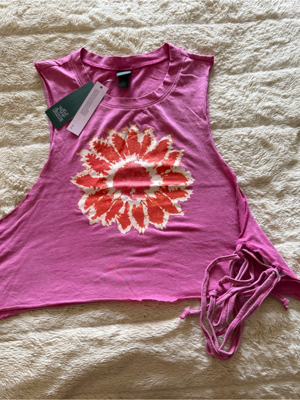 wild fable Pink Crop Tank with Orange Sunburst Graphic